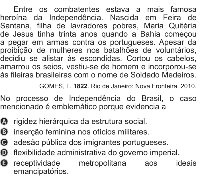 Questão 55 no caderno Azul do ENEM 2019