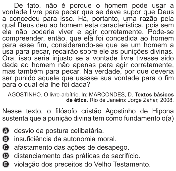 Questão 58 no caderno Azul do ENEM 2019