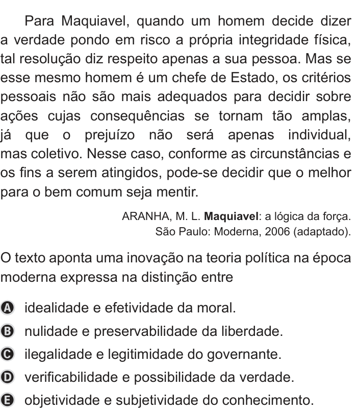 Questão 65 no caderno Azul do ENEM 2019