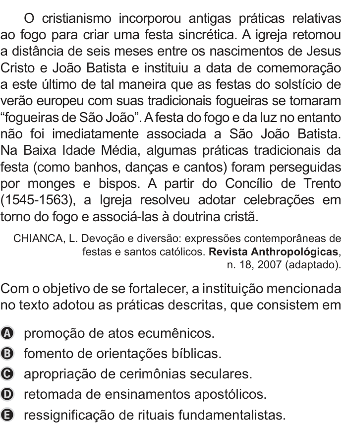 Questão 73 no caderno Azul do ENEM 2019