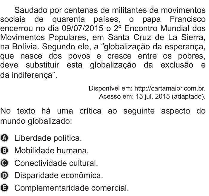 Questão 83 no caderno Azul do ENEM 2019