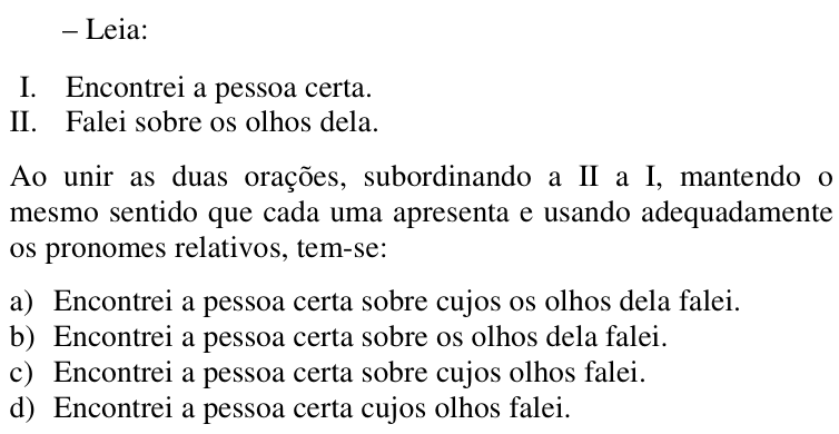 Questão 8 no caderno CFS da EEAR 2017