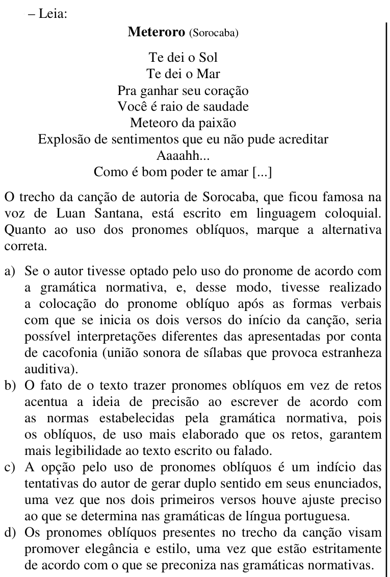 Questão 14 no caderno CFS da EEAR 2017