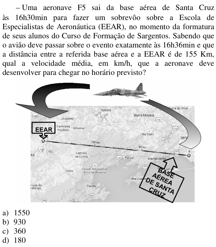Questão 85 no caderno CFS da EEAR 2017