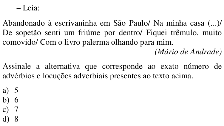 Questão 7 no caderno CFS 2 da EEAR 2018