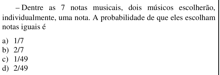 Questão 49 no caderno CFS 2 da EEAR 2018