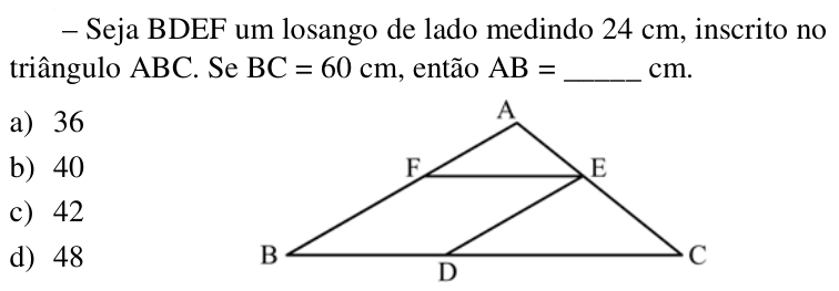Questão 67 no caderno CFS 2 da EEAR 2018