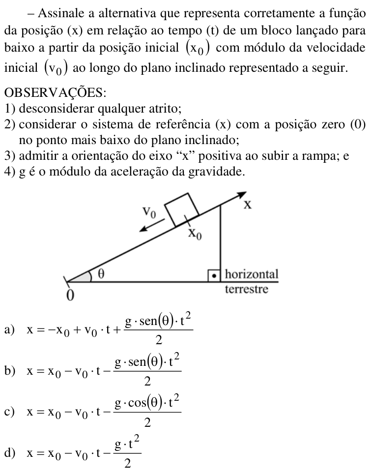 Questão 73 no caderno CFS 2 da EEAR 2018