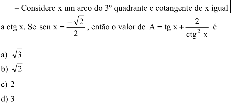 Questão 66 no caderno CFS 1 da EEAR 2020
