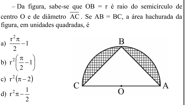 Questão 72 no caderno CFS 1 da EEAR 2020