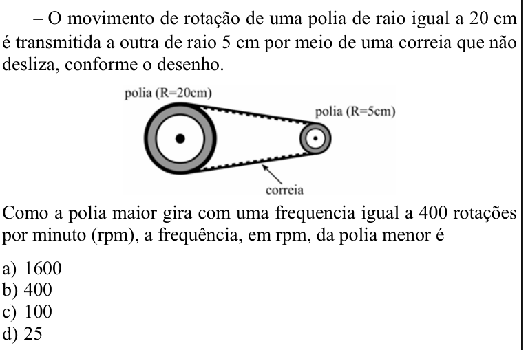 Questão 78 no caderno CFS 1 da EEAR 2020