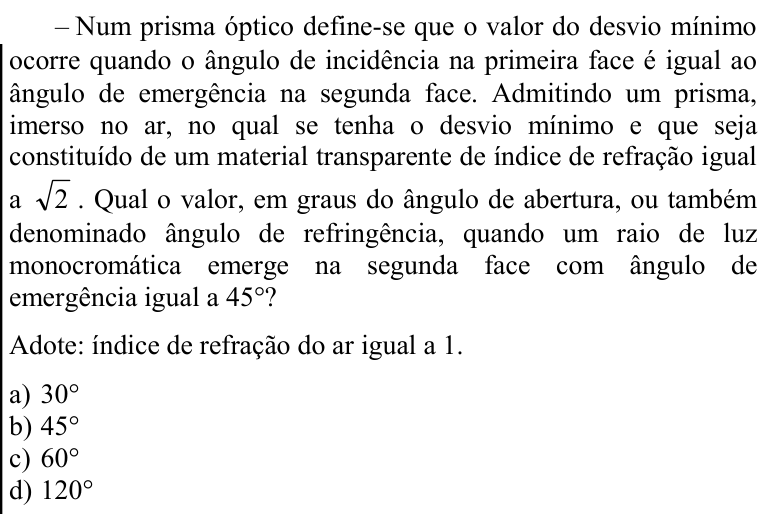 Questão 80 no caderno CFS 1 da EEAR 2020