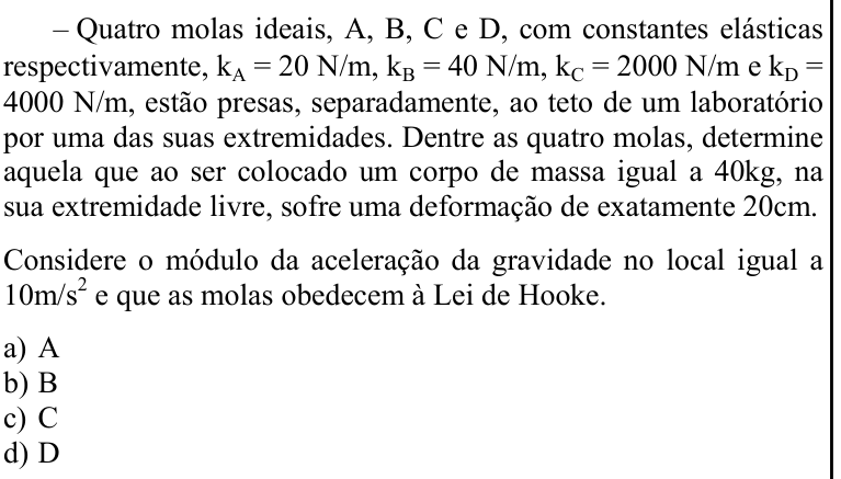 Questão 83 no caderno CFS 1 da EEAR 2020