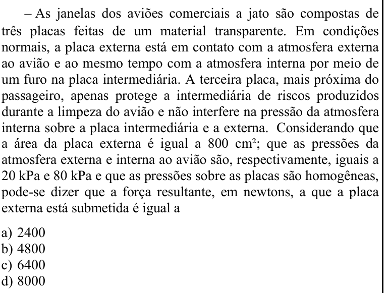 Questão 81 no caderno CFS 1 da EEAR 2021