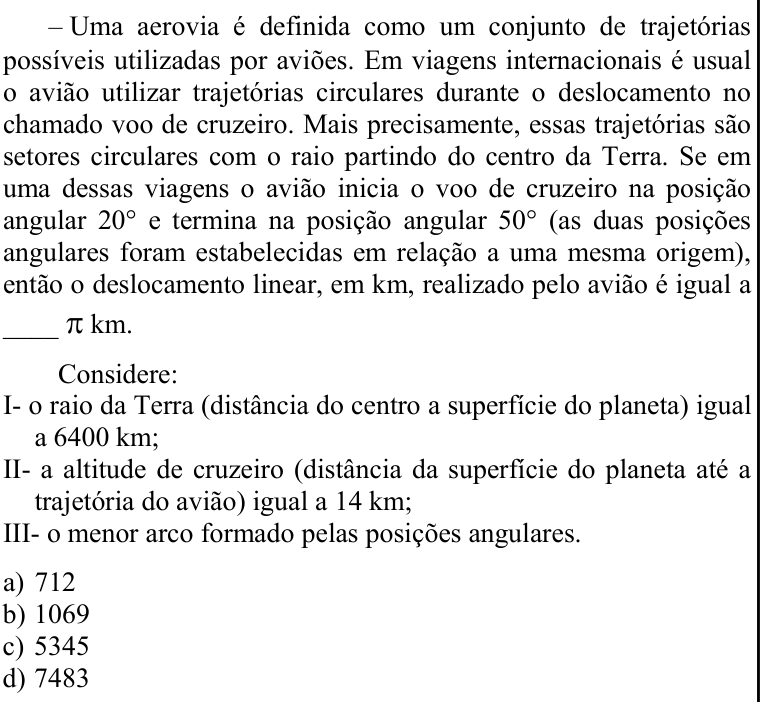 Questão 86 no caderno CFS 1 da EEAR 2021