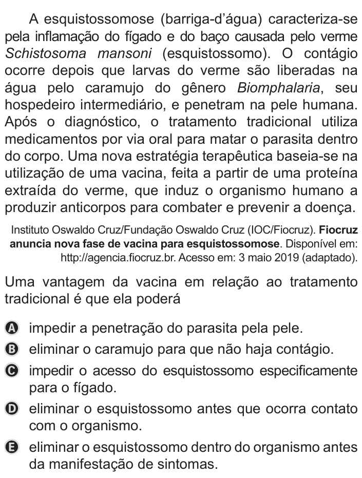 Questão 93 no caderno Azul do ENEM 2019