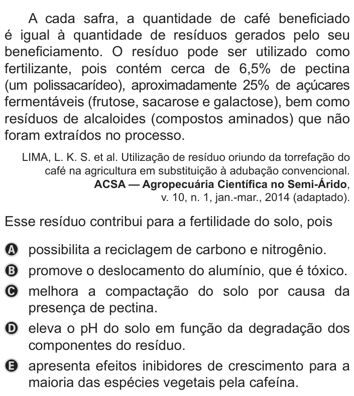 Questão 99 no caderno Azul do ENEM 2019