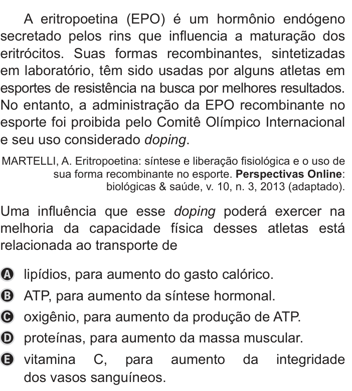 Questão 101 no caderno Azul do ENEM 2019