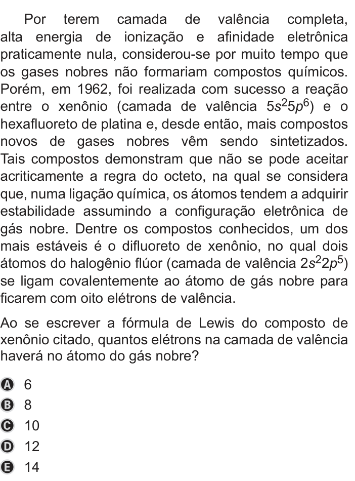 Questão 108 no caderno Azul do ENEM 2019