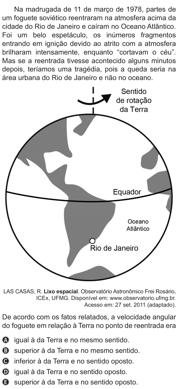 Questão 109 no caderno Azul do ENEM 2019