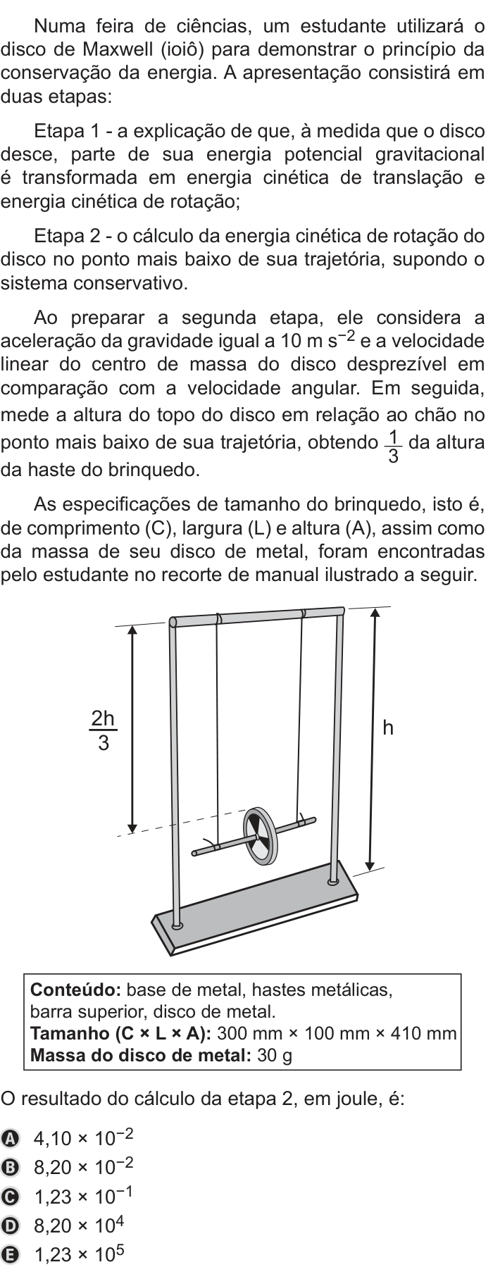 Questão 121 no caderno Azul do ENEM 2019