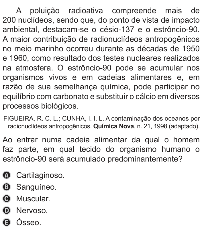 Questão 123 no caderno Azul do ENEM 2019