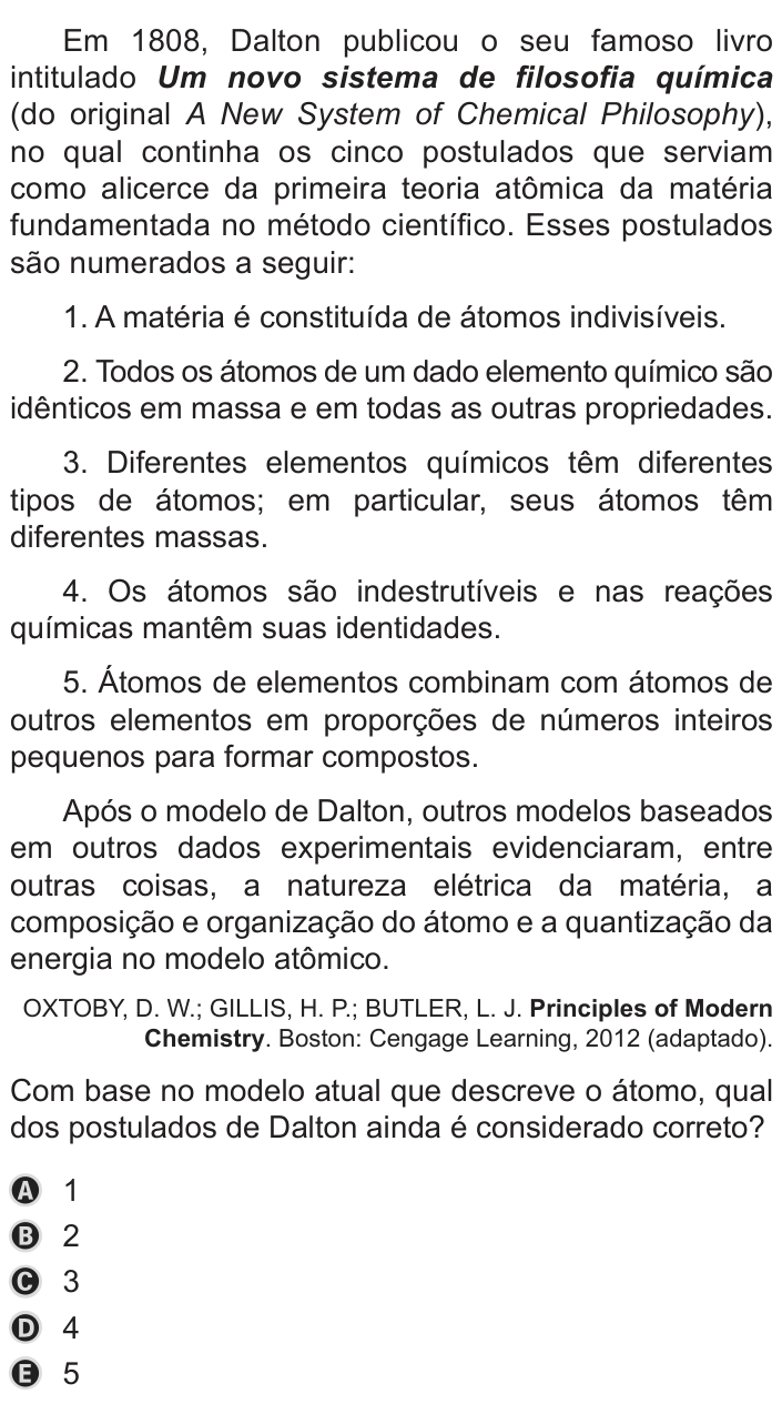 Questão 128 no caderno Azul do ENEM 2019