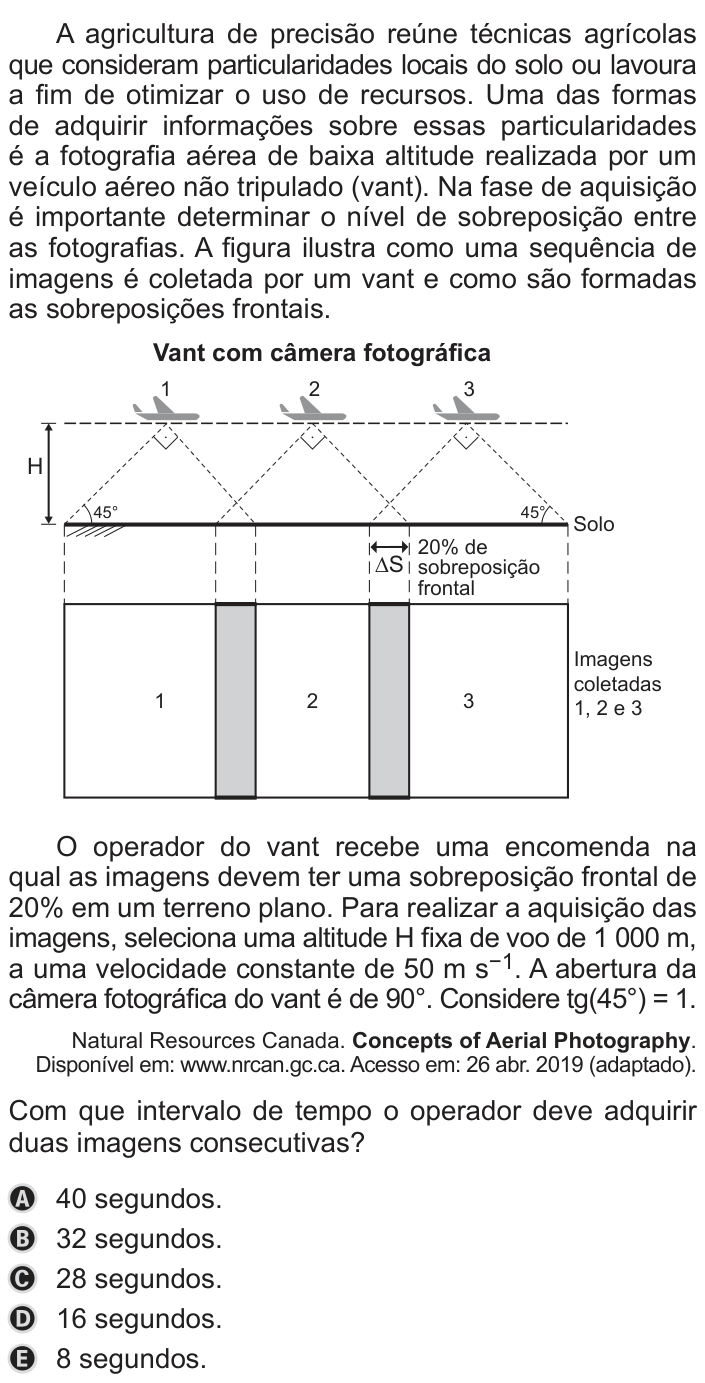 Questão 131 no caderno Azul do ENEM 2019