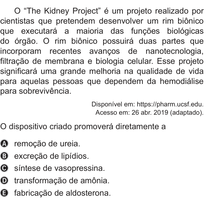Questão 133 no caderno Azul do ENEM 2019