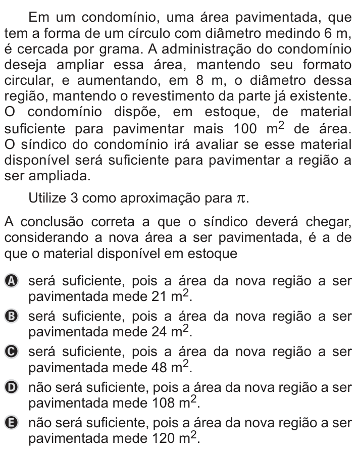 Questão 142 no caderno Azul do ENEM 2019