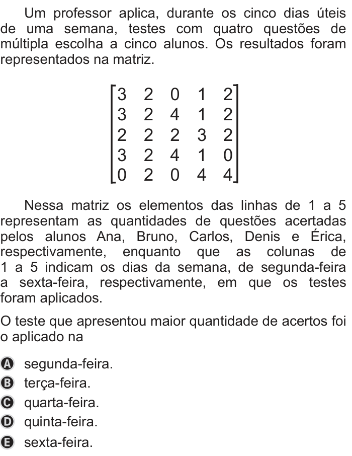 Questão 144 no caderno Azul do ENEM 2019