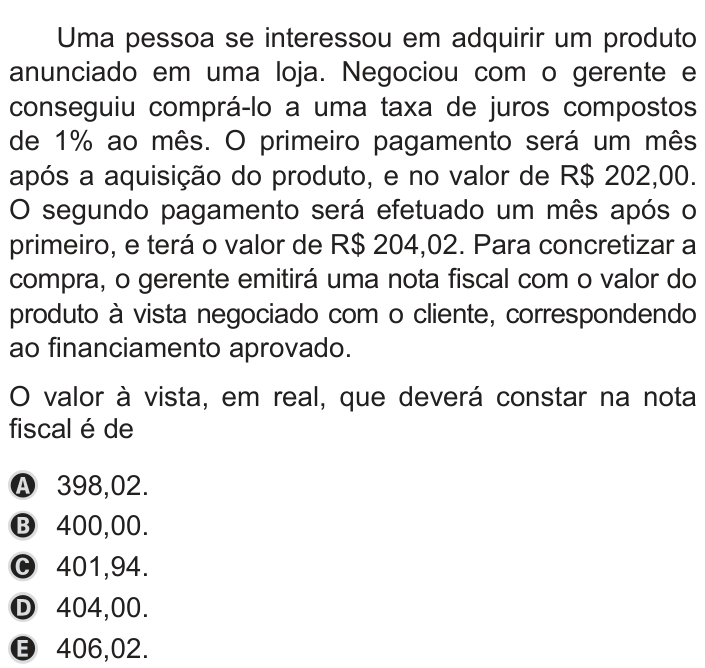 Questão 150 no caderno Azul do ENEM 2019