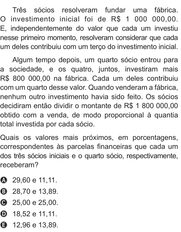 Questão 151 no caderno Azul do ENEM 2019