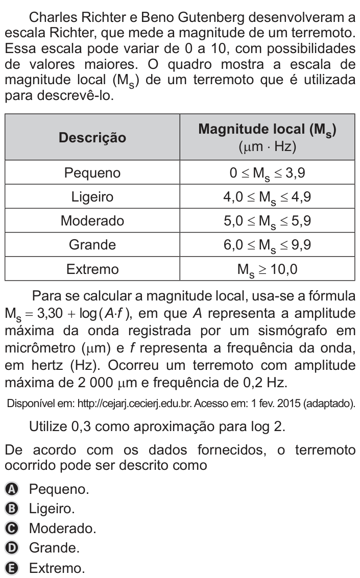 Questão 154 no caderno Azul do ENEM 2019