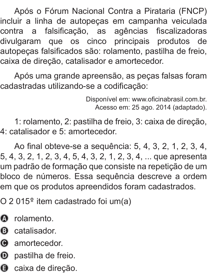 Questão 155 no caderno Azul do ENEM 2019