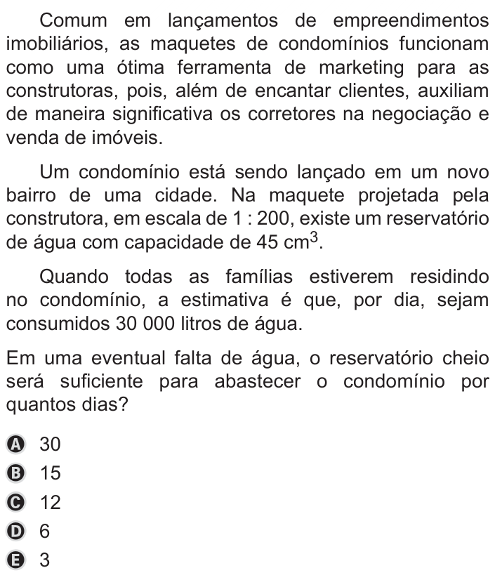 Questão 158 no caderno Azul do ENEM 2019