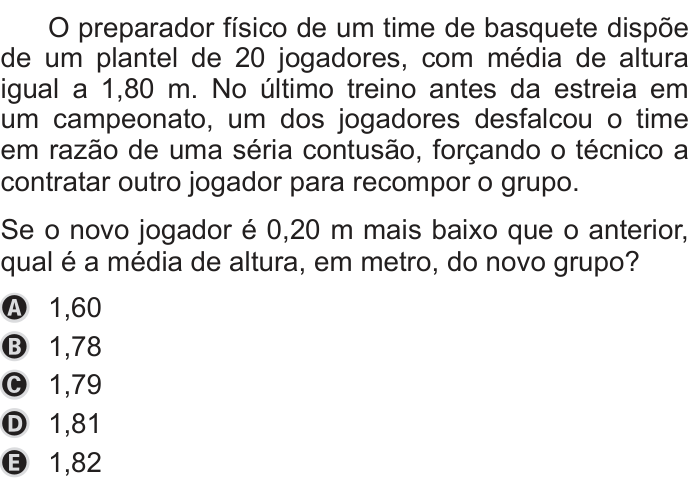 Questão 160 no caderno Azul do ENEM 2019