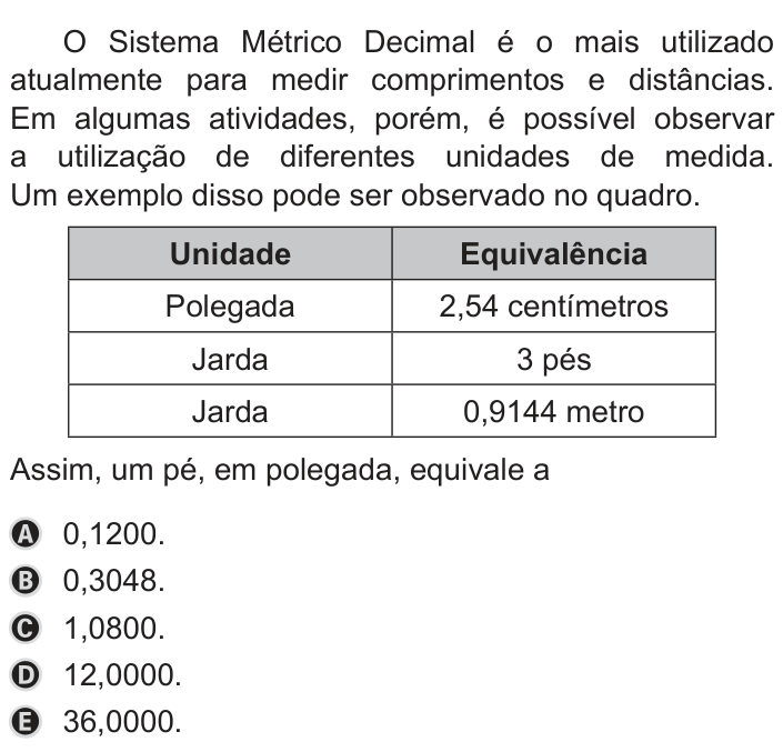 Questão 162 no caderno Azul do ENEM 2019