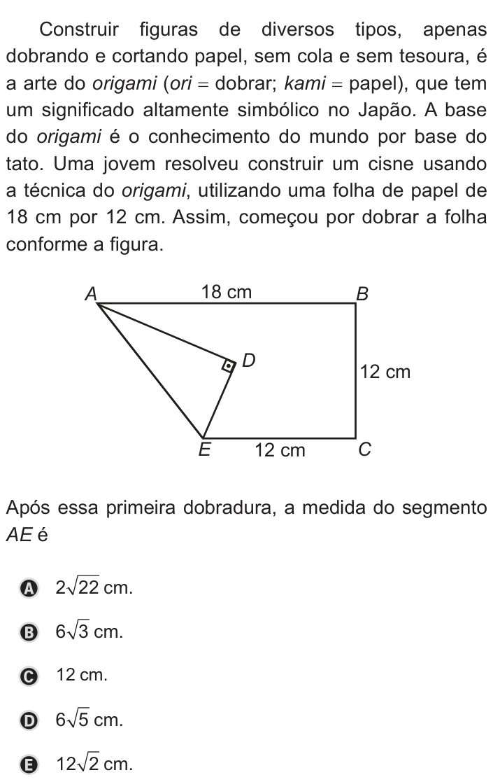 Questão 166 no caderno Azul do ENEM 2019