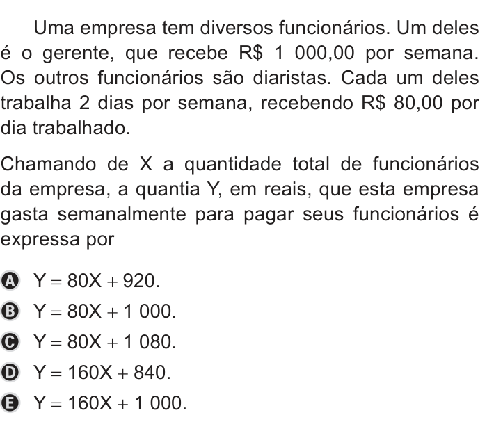 Questão 168 no caderno Azul do ENEM 2019