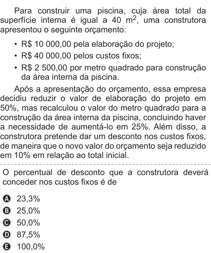 Questão 176 no caderno Azul do ENEM 2019