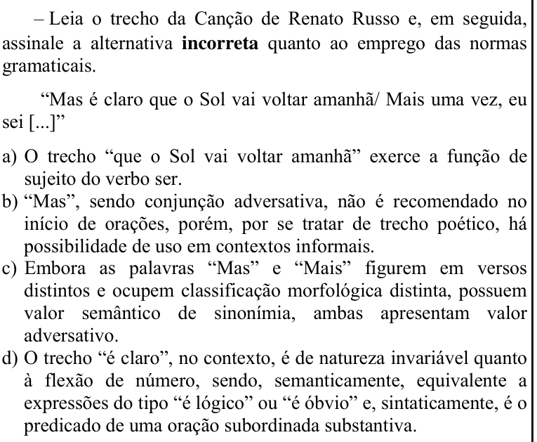 Questão 10 no caderno CFS 2 da EEAR 2021