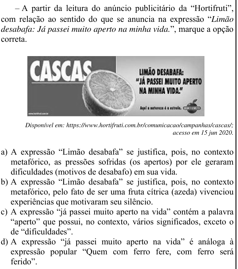 Questão 23 no caderno CFS 2 da EEAR 2021