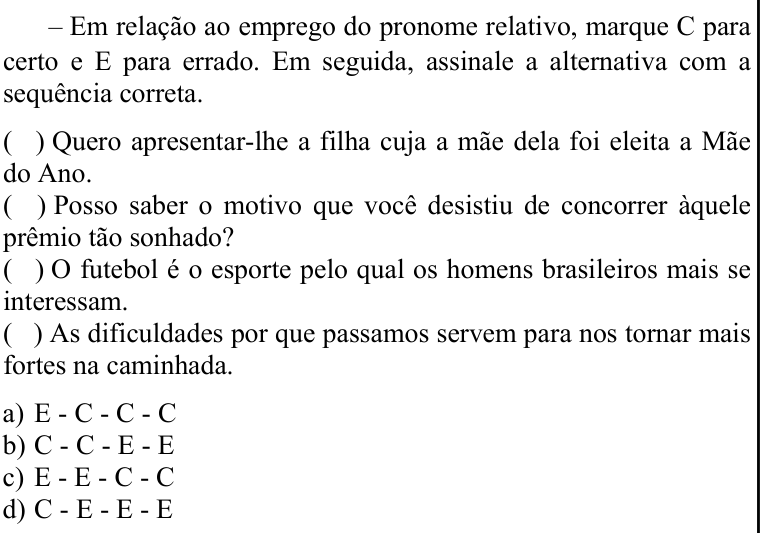Questão 20 no caderno CFS 1 da EEAR 2022