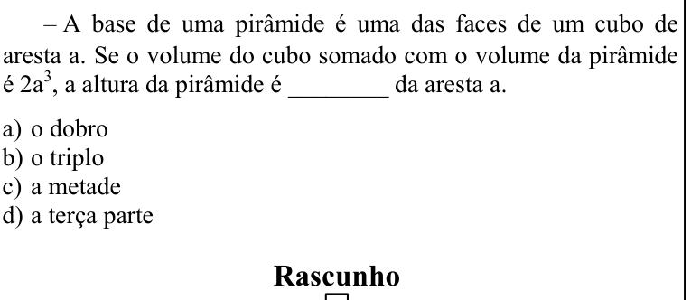 Questão 72 no caderno CFS 1 da EEAR 2022