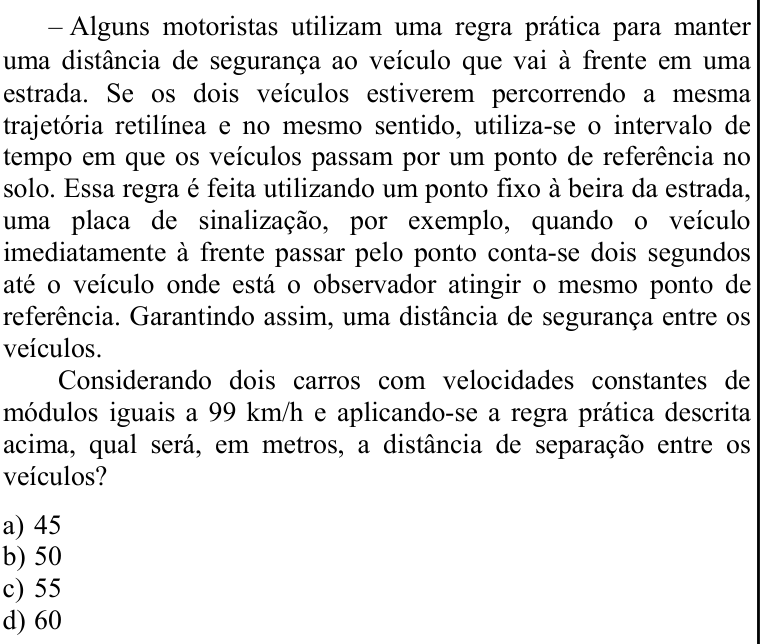 Questão 78 no caderno CFS 1 da EEAR 2022