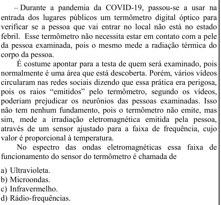 Questão 92 no caderno CFS 1 da EEAR 2022