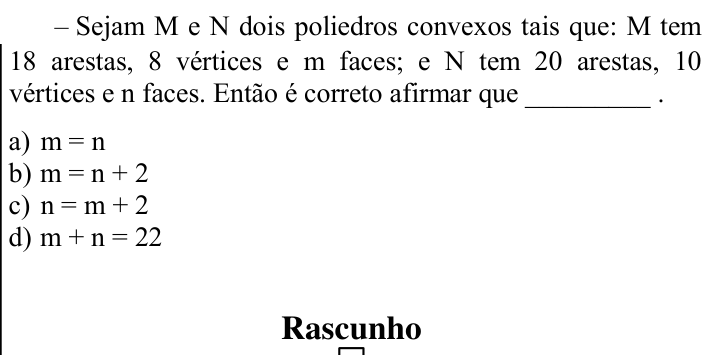 Questão 72 no caderno CFS 1 da EEAR 2023