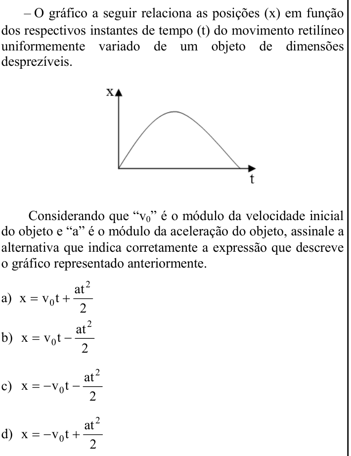 Questão 73 no caderno CFS 1 da EEAR 2023