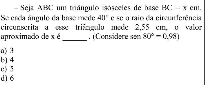 Questão 57 no caderno CFS 2 da EEAR 2023